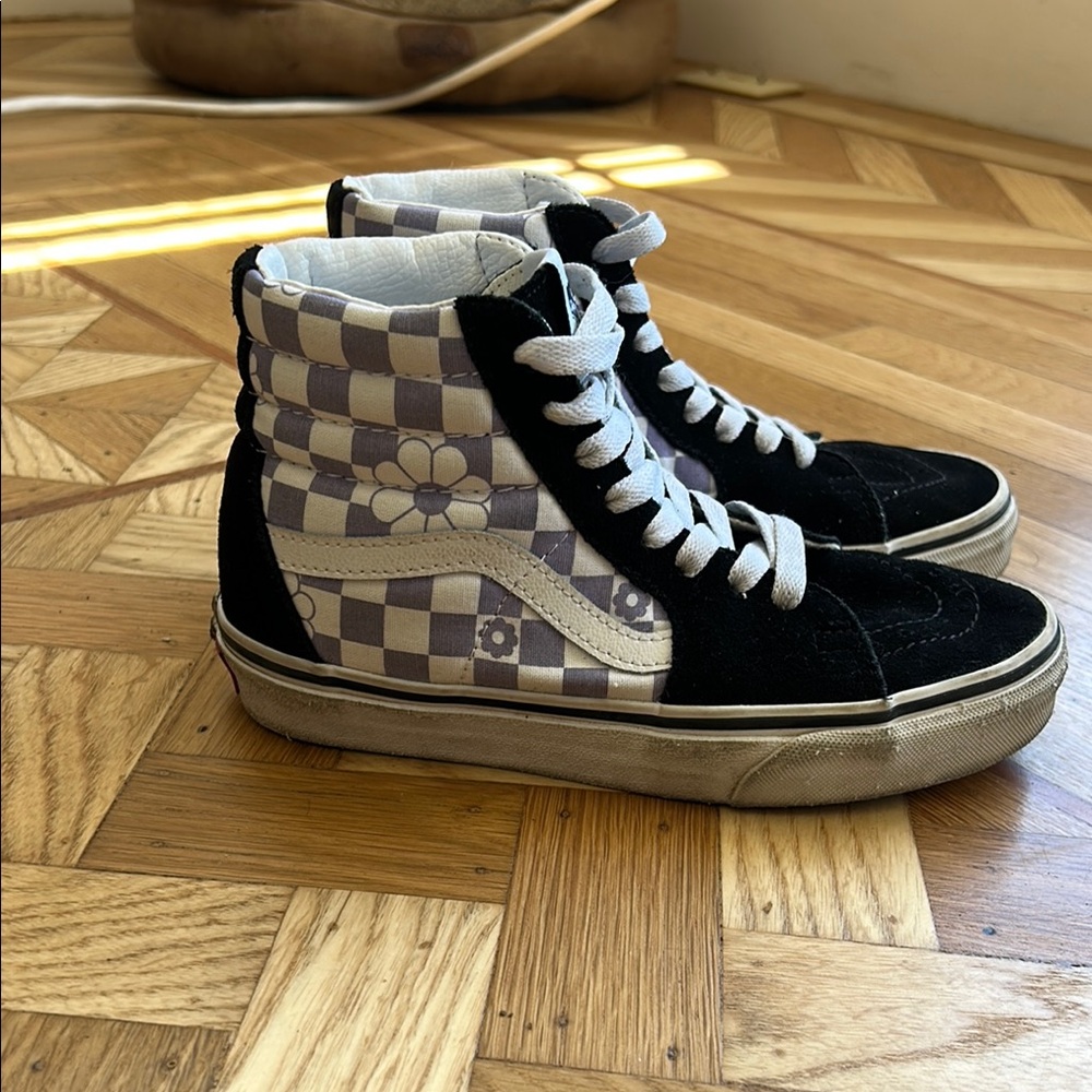 Vans Kids High-Top Sneakers Black and Gray Checkered